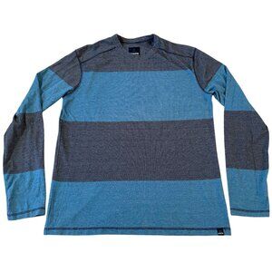 Prana Mens Striped Long Sleeve Shirt Blue Gray Size Large 3-Season Outdoor Wear